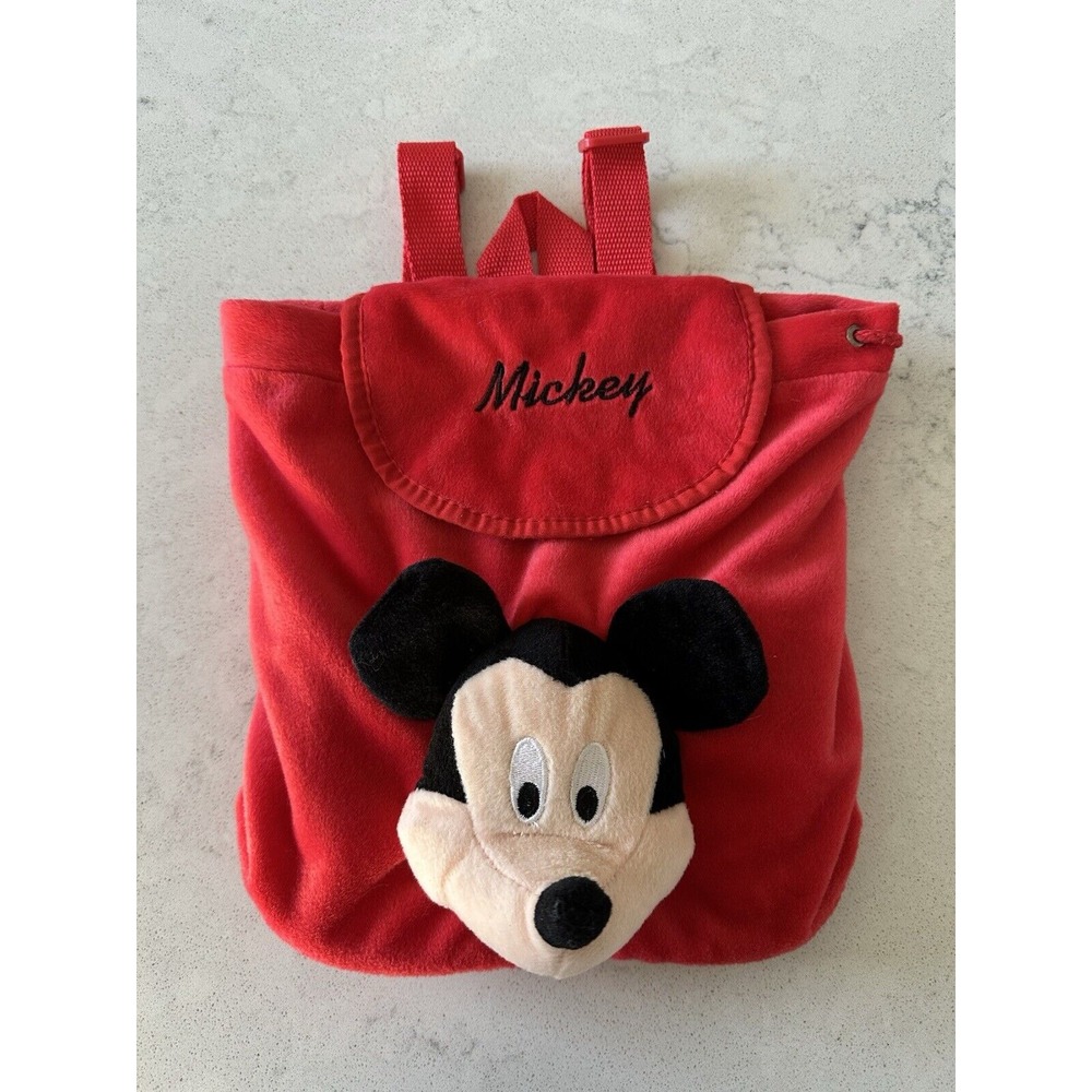 Disney bright red Mickey Mouse plush cinch backpack - 2012 -kids/toddlers